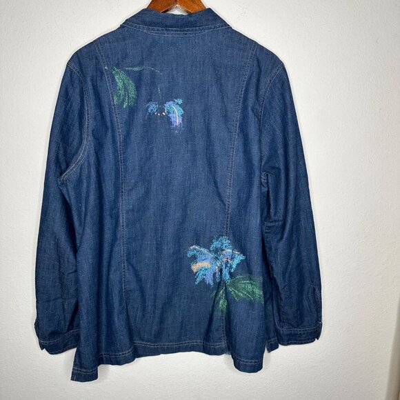 Napa Valley Floral Denim Jacket Sz 1X - Picture 2 of 8